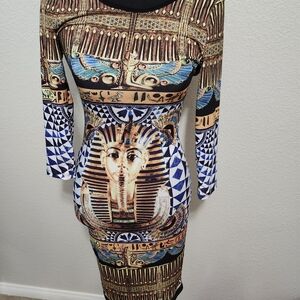 Egyptian-Inspired Multicolor Bodycon Dress
